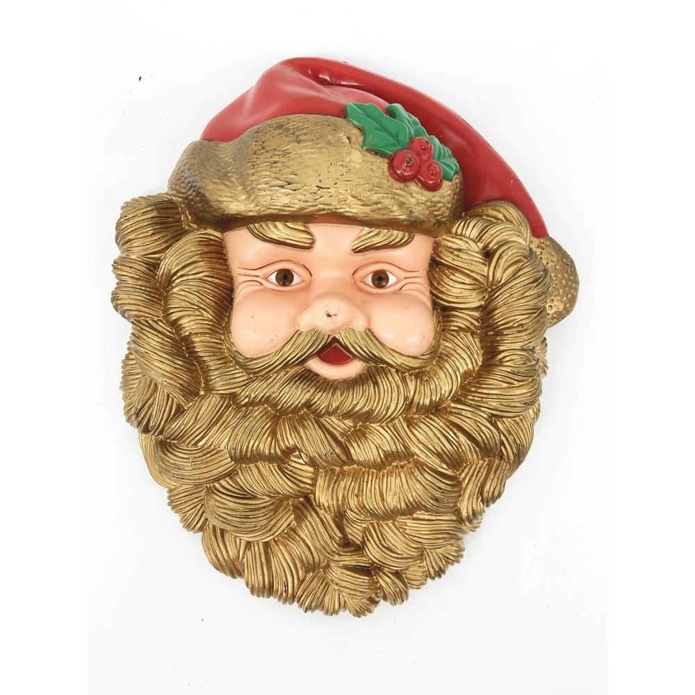 Vintage Lightweight Hanging Santa Face Hard Plastic
